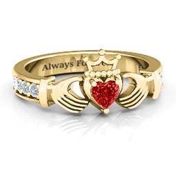 Classic Claddagh Heart Cut Ring with Accents