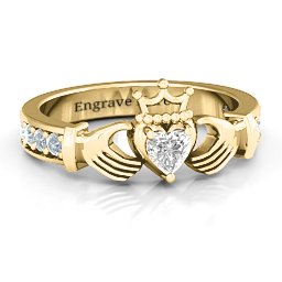 Classic Claddagh Heart Cut Ring with Accents