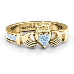 Classic Claddagh Heart Cut Ring with Accents