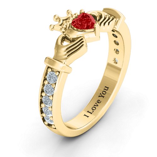Classic Claddagh Heart Cut Ring with Accents