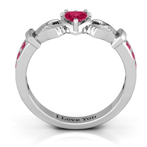 Classic Claddagh Heart Cut Ring with Accents