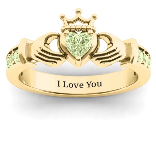 Classic Claddagh Heart Cut Ring with Accents