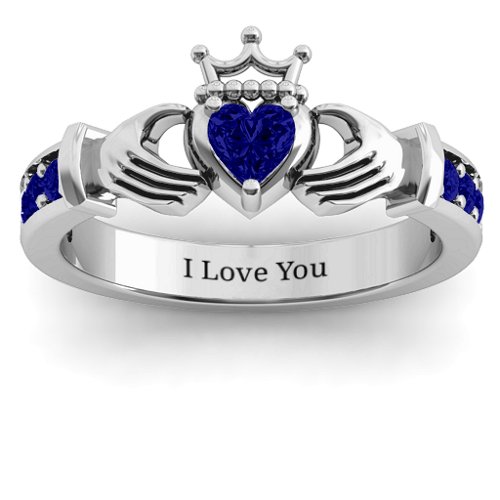 Classic Claddagh Heart Cut Ring with Accents