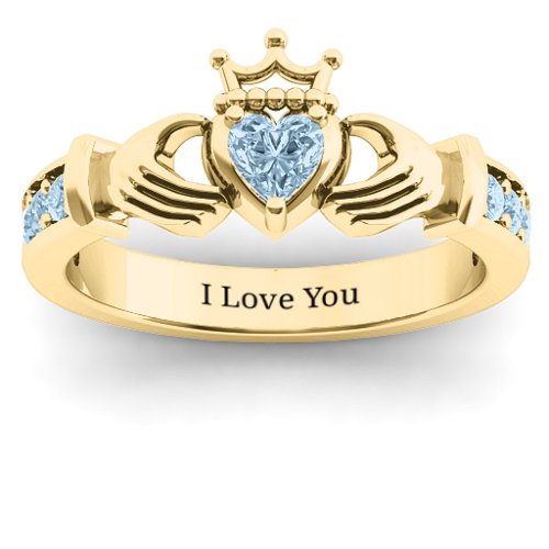 Classic Claddagh Heart Cut Ring with Accents