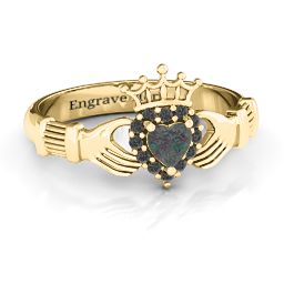Claddagh with Halo Ring in 18K Gold Plated Silver