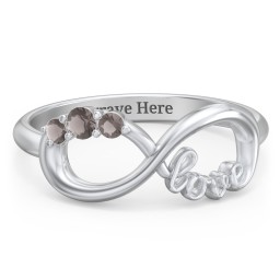 Birthstone Infinity Love Ring in 925 Sterling Silver with Smokey Quartz