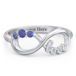 Birthstone Infinity Love Ring in 925 Sterling Silver with Blue Sapphire
