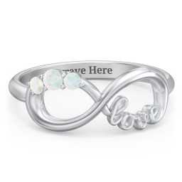 Birthstone Infinity Love Ring in 925 Sterling Silver with Opal