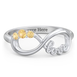 Birthstone Infinity Love Ring in 925 Sterling Silver with Citrine