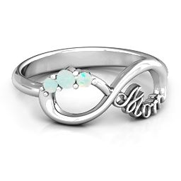 Mom's Infinite Love with Stones Ring in 925 Sterling Silver with Opal