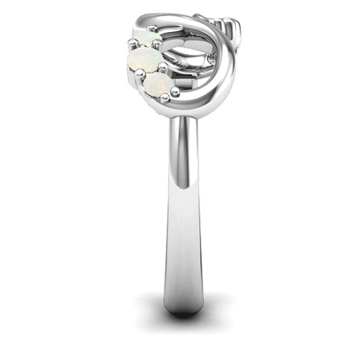 Mom's Infinite Love with Stones Ring – Sterling Silver with Opal