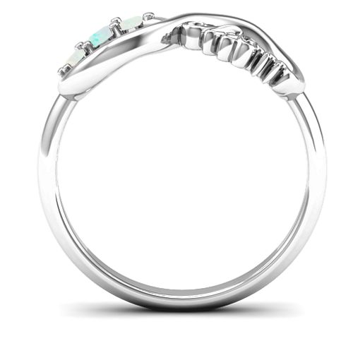 Mom's Infinite Love with Stones Ring – Sterling Silver with Opal