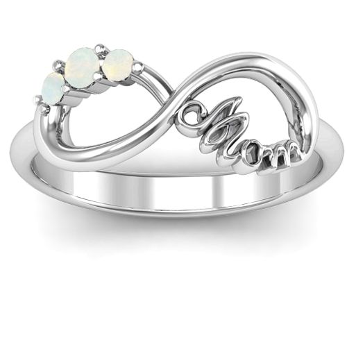 Mom's Infinite Love with Stones Ring – Sterling Silver with Opal