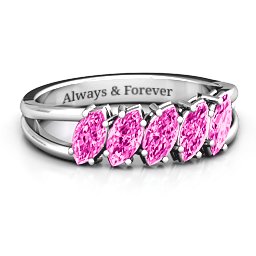 Angled Marquise Ring in 925 Sterling Silver with Pink Tourmaline