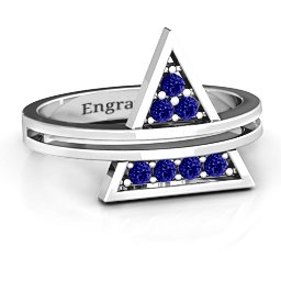 Triangle of Glam Geometric Ring in 925 Sterling Silver with Blue Sapphire
