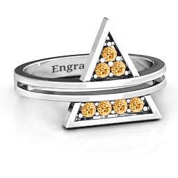 Triangle of Glam Geometric Ring in 925 Sterling Silver with Citrine