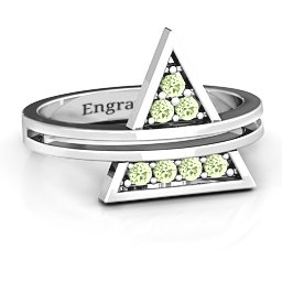 Triangle of Glam Geometric Ring in 925 Sterling Silver with Peridot