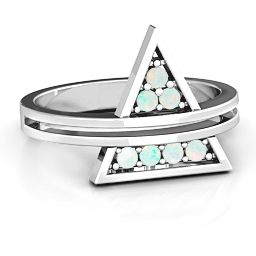 Triangle of Glam Geometric Ring in 925 Sterling Silver with Opal