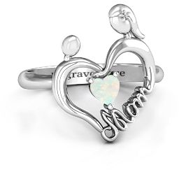 Unbreakable Bond Heart Ring in 925 Sterling Silver with Opal