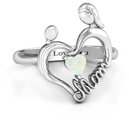 Unbreakable Bond Heart Ring in 925 Sterling Silver with Opal