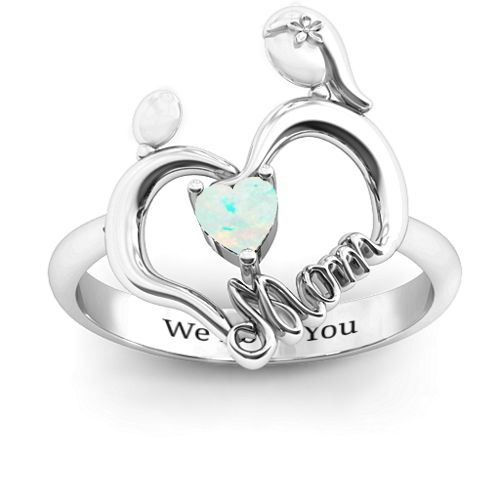 Unbreakable Bond Heart Ring – Sterling Silver with Opal