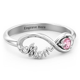 Mom's Infinity Ring in 925 Sterling Silver with Pink Tourmaline