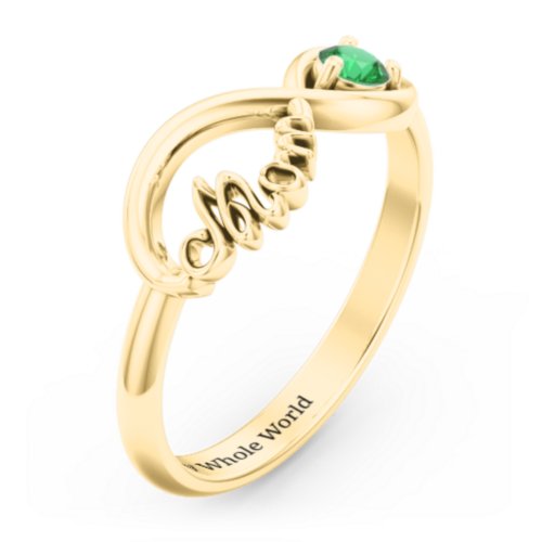 Mom's Infinity Ring – 9kt Yellow Gold with Emerald