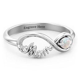Mom's Infinity Ring in 925 Sterling Silver with Opal
