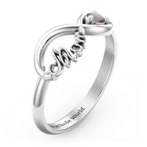 Mom's Infinity Ring – Sterling Silver with Smokey Quartz
