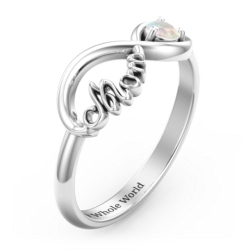 Mom's Infinity Ring – Sterling Silver with Opal