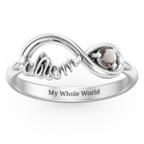 Mom's Infinity Ring – Sterling Silver with Smokey Quartz