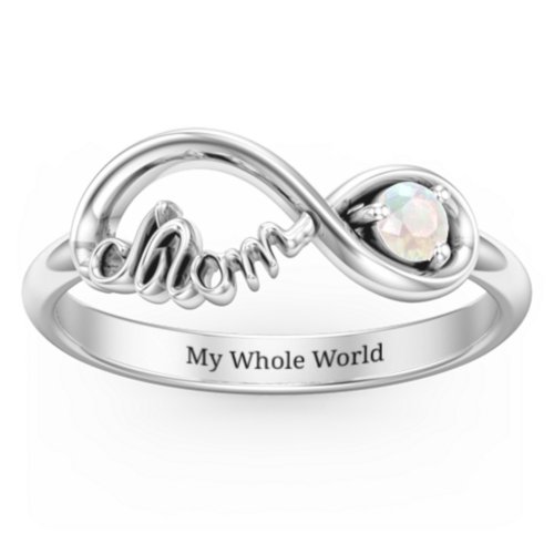 Mom's Infinity Ring – Sterling Silver with Opal