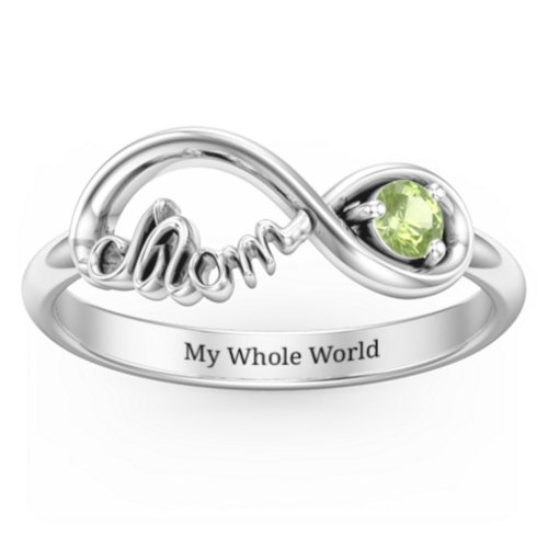 Mom's Infinity Ring – Sterling Silver with Peridot