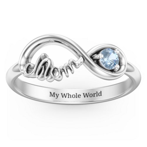 Mom's Infinity Ring – Sterling Silver with Blue Topaz