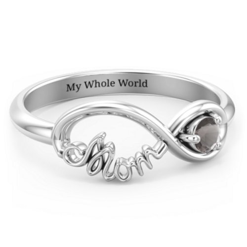 Mom's Infinity Ring – Sterling Silver with Smokey Quartz