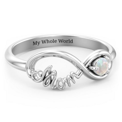 Mom's Infinity Ring – Sterling Silver with Opal