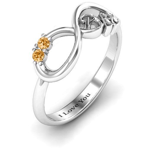 BFF Friendship Infinity Ring with 2 - 7 Stones – Sterling Silver with Citrine