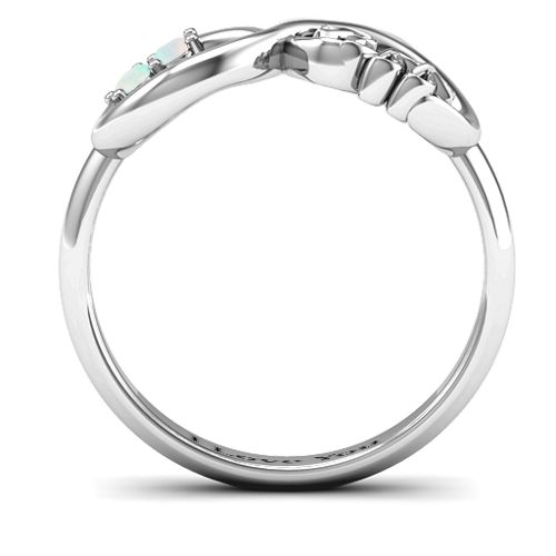 BFF Friendship Infinity Ring with 2 - 7 Stones – Sterling Silver with Opal