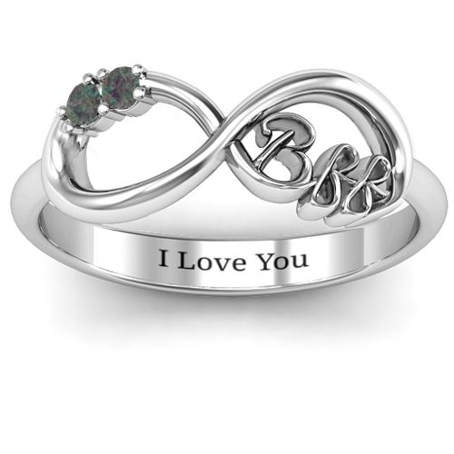 BFF Friendship Infinity Ring with 2 - 7 Stones – Sterling Silver with Alexandrite