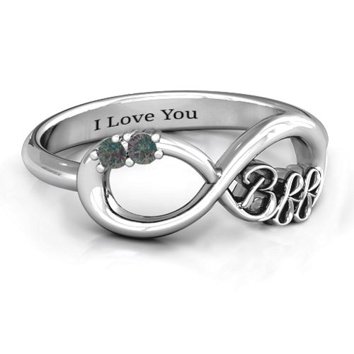 BFF Friendship Infinity Ring with 2 - 7 Stones – Sterling Silver with Alexandrite