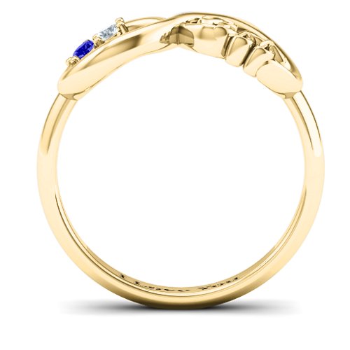 BFF Friendship Infinity Ring with 2 - 7 Stones – 9kt Yellow Gold with Cubic Zirconia and Blue Sapphire