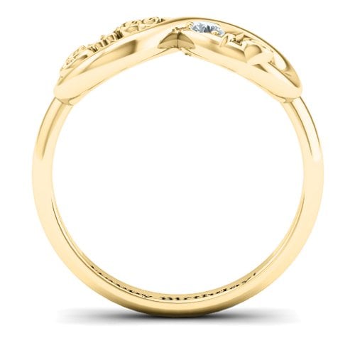 Sweet 16 with Birthstone Infinity Ring – 9kt Yellow Gold with Diamond