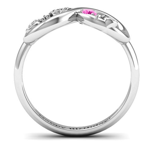 Sweet 16 with Birthstone Infinity Ring – Sterling Silver with Pink Tourmaline