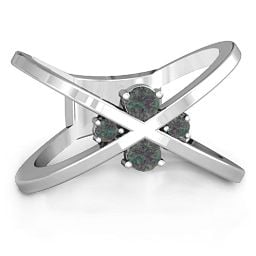 4 Stone Crossover Ring