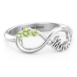 Mom's Infinite Love Ring with 2-10 Stones in 925 Sterling Silver with Peridot, Cubic Zirconia, Citrine, Pink Tourmaline, and Fancy Brown Premium Zirconia