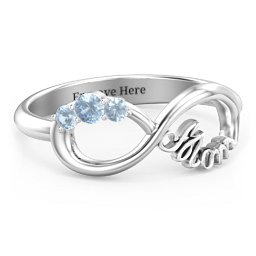 Mom's Infinite Love Ring with 2-10 Stones in 925 Sterling Silver with Blue Topaz, Cubic Zirconia, Citrine, Pink Tourmaline, and Fancy Brown Premium Zirconia