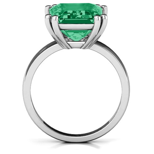 Basket Set Emerald Cut Ring – Sterling Silver with Green Premium Zirconia