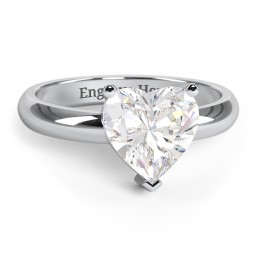 Heart Stone in a Double Gallery Setting Ring in 925 Sterling Silver with White Premium Zirconia