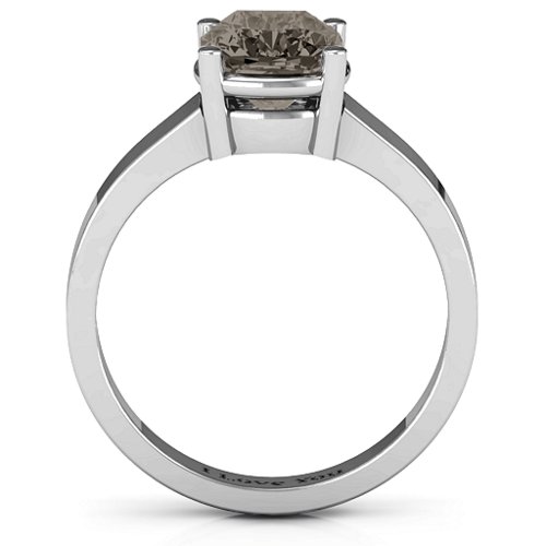Cushion Cut Solitaire Ring – Sterling Silver with Smokey Quartz