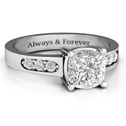 Cushion Cut Solitaire with Accents Ring